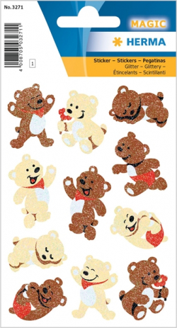 Herma Самозалепващи се етикети Мечета, глитер, 1 лист