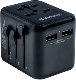 Кабел/адаптер Verbatim UTA-01 Universal Travel Adapter with 2 x USB-A ports