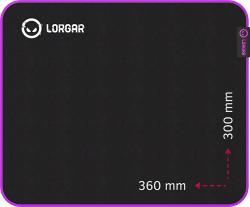 Подложка за мишка Lorgar Main 313, геймърска подложка, черен/лилав. Размери: 360 x 300 x 3 мм
