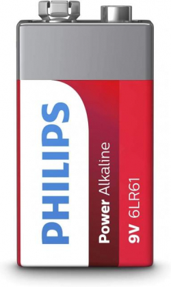 Алкална батерия PHILIPS Power, 6LR61P1B - 10, 6LR61, 9V, 1 брой-блистер