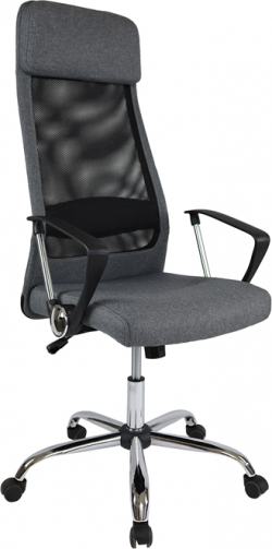 Директорски стол Roby, дамаска и меш, Tilt механизъм, до 130 kg, сив