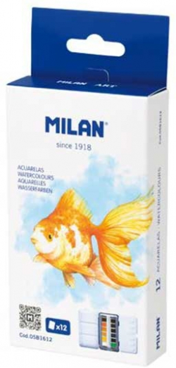 Milan Акварелни бои, 12 цвята, в метална кутия