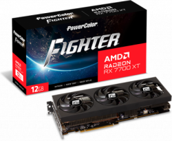 Видеокарта PowerColor AMD Radeon RX 7700XT Fighter, 12GB GDDR6, 192bit, 3x DP 2.1, HDMI 2.1