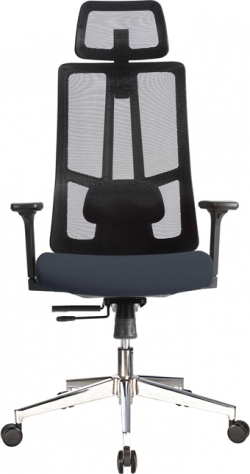 Ергономичен стол RFG Artur HB, дамаска и меш, до 150 kg, тъмносива седалка, черна облегалка