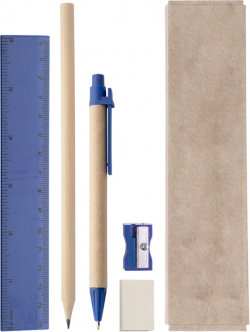 Канцеларски продукт Cool Комплект Gabon, химикалка, молив, линия, острилка, гума, сини