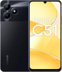Смартфон Realme C51, 6.74" LCD, 4GB, 128GB, 50MP, Нано-SIM, DS, 5000 mAh, Черен