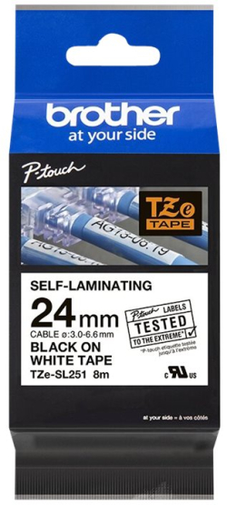 Касета за етикетен принтер BROTHER TZeSL251 tape Black on White 24mm