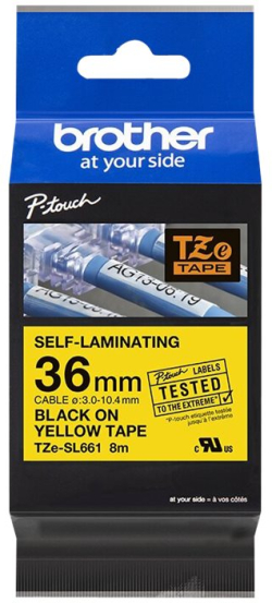 Касета за етикетен принтер BROTHER TZeSL661 tape Black on Yellow 36mm