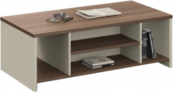 Ниска маса RFG Lisabon, 1200 х 600 х 420 mm, правоъгълен плот, ПДЧ 25 mm, дъб и сиво