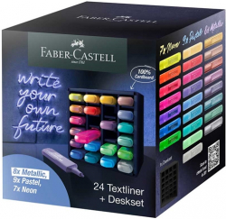 Канцеларски продукт Faber-Castell Текст маркер, 24 цвята, микс, в куб