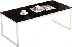Ниска маса RFG Luxo Chrome, 1200 х 600 х 440 mm, правоъгълен стъклен плот, черна