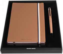 Hugo Boss Комплект тефтер и ролер Iconic, A5, карамел