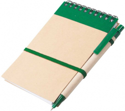 Office 1 Комплект Atina, тефтер със спирала и химикалка, А6, зелени на най-ниска цени