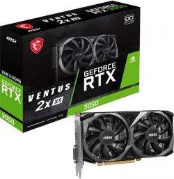Видеокарта MSI GeForce RTX 3050 Ventus 2X XS, 8GB GDDR6, 1x DP 1.4a, 1x HDMI 2.1a, 128 bit