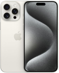 Смартфон Apple iPhone 15 Pro Max, 6.7" 2796x1290, 8GB RAM, 256GB, 12MP предна камера, бял
