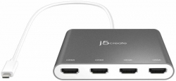 Кабел/адаптер Адаптер j5create JCA366, За 4 монитора, USB-C - 4 x HDMI