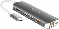 USB Хъб Докинг станция j5create Multi-Port JCD383, USB, HDMI, Ethernet, SD, microSD