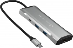 USB Хъб 8-портов хъб j5create Mini , Dock JCD393, USB-C E-Mark, USB, HDMI, Ethernet, SD