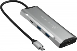 8-портов хъб j5create Mini , Dock JCD393, USB-C E-Mark, USB, HDMI, Ethernet, SD
