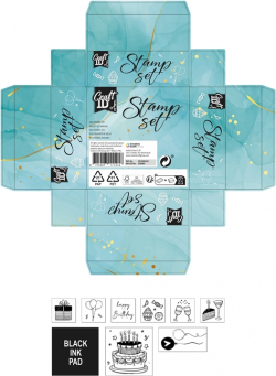 Craft ID Комплект печати за рожден ден, с включен тампон, 8 броя
