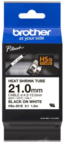 Касета за етикетен принтер BROTHER HSE251E Black on white heat shrink tape 21mm