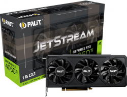 Видеокарта Palit GeForce RTX 4060Ti JetStream, 16GB GDDR6, 1x HDMI 2.1a, 3x DP 1.4a, 128 bit