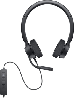 Слушалки Dell Pro WH3022, с кабел, вграден микрофон, върху ухо, черен цвят