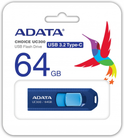 USB флаш памет 64GB TYPE-C UC300 ADATA BLUE