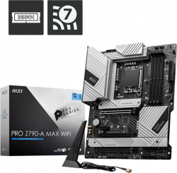 Дънна платка MSI Pro Z790-A Max WiFi, 4x DDR5, LGA1700, ATX, 1x HDMI, 1x RJ45, 1x DP, 2x USB 2.0