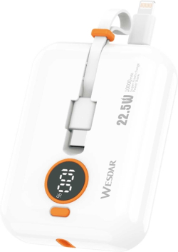 Батерия за смартфон Wesdar Външна батерия S508, 10000 mAh, бяла
