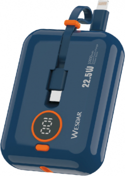 Батерия за смартфон Wesdar Външна батерия S508, 10000 mAh, синя