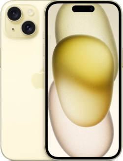 Смартфон Apple iPhone 15, 6.1" Super Retina, 6GB, 128GB, 48 MP, eSIM, USB Type-C, Жълт