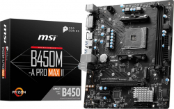 Дънна платка MSI B450M-A PRO MAX II, Socket AM4, 2x DDR4, Micro ATX, 1x HDMI, 1x DVI-D