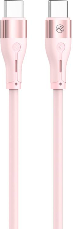 Tellur Silicone кабел за данни, USB-C - USB-C, 1м, розов