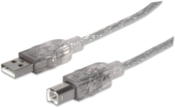 Кабел/адаптер MANHATTAN 333405 :: Кабел USB 2.0, A-B, M-M, 480 Mbps, 1.8м, сребрист