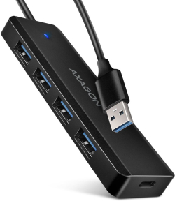 USB Хъб AXAGON HUE-C1A 4x USB3.2 Gen 1 Travel hub, USB-C power IN, w. 20cm Type-A cable