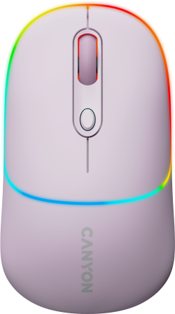 Мишка Canyon MW-22, безжична Bluetooth, RGB подсветка, 1600 dpi, розов цвят