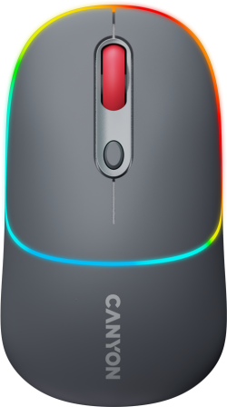 Мишка Canyon MW-22, безжична Bluetooth, RGB подсветка, 1600 dpi, тъмносив цвят