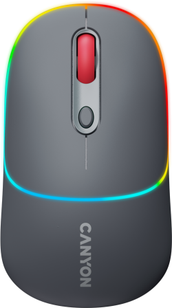 Мишка Геймърска Canyon MW-22, безжична Bluetooth, RGB подсветка, 1600 dpi, тъмносив цвят