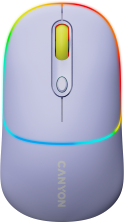 Мишка Canyon MW-22, безжична Bluetooth, RGB подсветка, 1600 dpi, лилав цвят