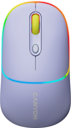 Мишка Геймърска Canyon MW-22, безжична Bluetooth, RGB подсветка, 1600 dpi, лилав цвят