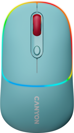 Мишка Canyon MW-22, безжична Bluetooth, RGB подсветка, 1600 dpi, син цвят