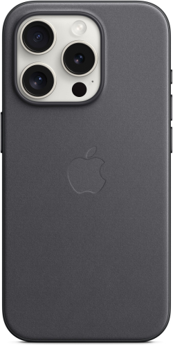 Калъф за смартфон Apple iPhone 15 Pro Max FineWoven Case with MagSafe, микрофибър, черен