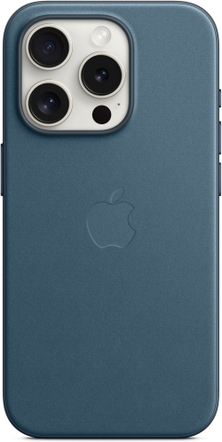 Калъф за смартфон Apple iPhone 15 Pro Max FineWoven Case with MagSafe, микрофибър, син