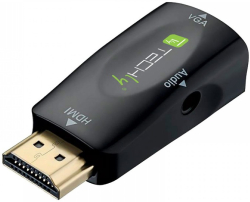 Мини адаптер HDMI към VGA с аудио жак, M-F, черен