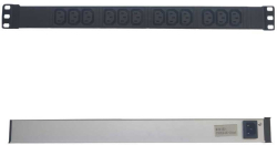Контакт за шкаф Разклонител с 12 IEC C13 гнезда + 1xC14, за монтаж в шкаф 19", черен