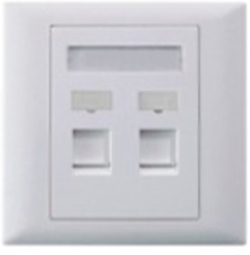 Розетка Лицев панел за 2 жака RJ45, DIN, бял