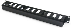 Аранжиращ панел 2U Метален аранжиращ панел за кабели с 12 отвора за 19" монтаж, черен на цвят