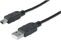 Кабел/адаптер USB 2.0 Hi-Speed свързващ кабел Type A-Mini-B 5 pin, M-M, 1.80 метра, черен