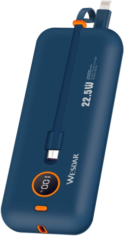 Wesdar Външна батерия S509, 20000 mAh, синя